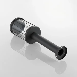 Lindby Yonan potelet, rond, gris foncé, E27^ Potelets Extérieurs