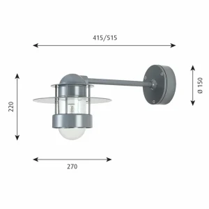 Louis Poulsen Albertslund applique 51,5 cm grise^ Appliques Murales Extérieures