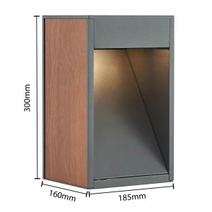Lucande Ansala potelet R7s décor bois^ Potelets Extérieurs