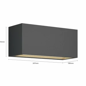 Lucande applique d'extérieur Bente, gris graphite, aluminium, 11 cm^ Appliques Murales Extérieures