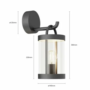 Lucande applique d'extérieur Cassian, set de 2, IP54, aluminium, gris^ Appliques Murales Extérieures