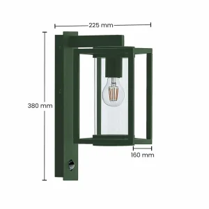 Lucande applique d'extérieur Ferda, capteur, suspendue, vert foncé^ Appliques D'Extérieur Avec Détecteur