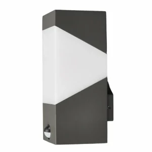 Lucande applique d'extérieur Kiran, capteur, gris, aluminium, 24,3 cm^ Appliques D'Extérieur Avec Détecteur