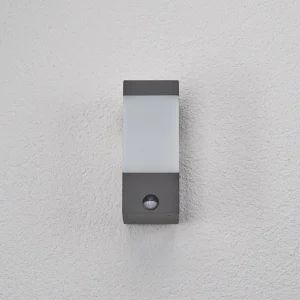 Lucande applique d'extérieur Kiran, capteur, gris, aluminium, 24,3 cm^ Appliques D'Extérieur Avec Détecteur