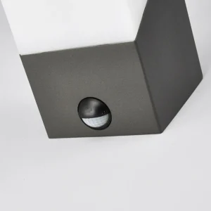 Lucande applique d'extérieur Kiran, capteur, gris, aluminium, 24,3 cm^ Appliques D'Extérieur Avec Détecteur