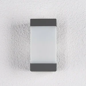 Lucande applique d'extérieur Kiran, gris graphite, aluminium, 20 cm^ Appliques Murales Extérieures