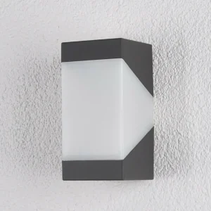 Lucande applique d'extérieur Kiran, gris graphite, aluminium, 20 cm^ Appliques Murales Extérieures
