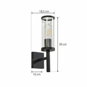 Lucande applique d'extérieur Zanta, hauteur 39 cm, IP54, noir^ Luminaires De Terrasse