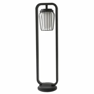 Lucande Borne lumineuse Chandan, 90 cm, gris foncé, aluminium^ Bornes Éclairage Extérieur