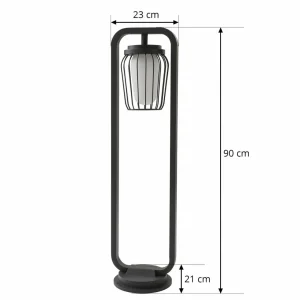 Lucande Borne lumineuse Chandan, 90 cm, gris foncé, aluminium^ Bornes Éclairage Extérieur