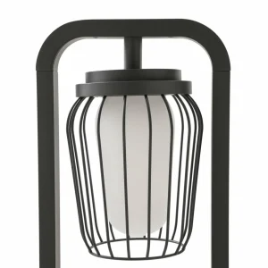 Lucande Borne lumineuse Chandan, 90 cm, gris foncé, aluminium^ Bornes Éclairage Extérieur