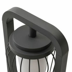 Lucande Borne lumineuse Chandan, 90 cm, gris foncé, aluminium^ Bornes Éclairage Extérieur