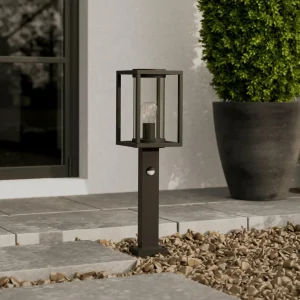 Lucande borne lumineuse Ferda, capteur gris graphite, métal, 60 cm^ Bornes Extérieures Avec Détecteur