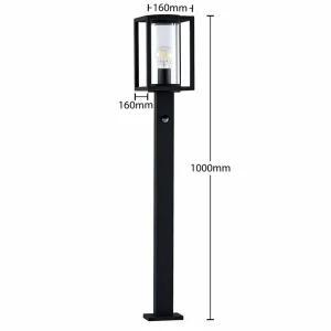 Lucande Borne lumineuse Ferda, capteur gris graphite, métal, 100 cm^ Bornes Extérieures Avec Détecteur