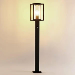 Lucande Borne lumineuse Ferda, capteur gris graphite, métal, 100 cm^ Bornes Extérieures Avec Détecteur