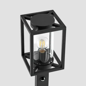 Lucande Borne lumineuse Ferda, capteur gris graphite, métal, 100 cm^ Bornes Extérieures Avec Détecteur
