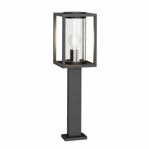 Lucande borne lumineuse Ferda, gris graphite, métal, hauteur 60 cm^ Bornes Éclairage Extérieur