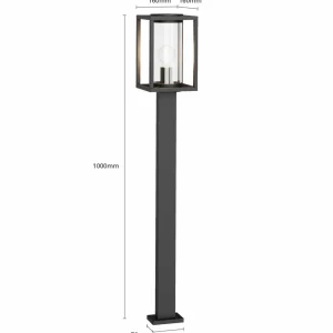 Lucande Borne lumineuse Ferda, gris graphite, métal, hauteur 100 cm^ Bornes Éclairage Extérieur