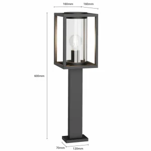 Lucande borne lumineuse Ferda, gris graphite, métal, hauteur 60 cm^ Bornes Éclairage Extérieur