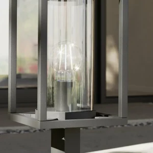 Lucande borne lumineuse Ferda, gris graphite, métal, hauteur 60 cm^ Bornes Éclairage Extérieur