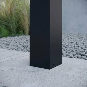 Lucande Borne lumineuse Kiran, capteur, gris graphite, aluminium, 100 cm^ Bornes Extérieures Avec Détecteur