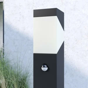 Lucande Borne lumineuse Kiran, capteur, gris graphite, aluminium, 100 cm^ Bornes Extérieures Avec Détecteur