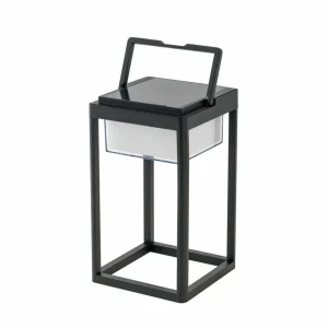 Lucande Lampe de table solaire à LED Tilena, angulaire, noire, intensité^ Lampes Décoratives