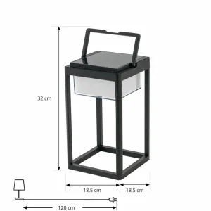 Lucande Lampe de table solaire à LED Tilena, angulaire, noire, intensité^ Lampes Décoratives