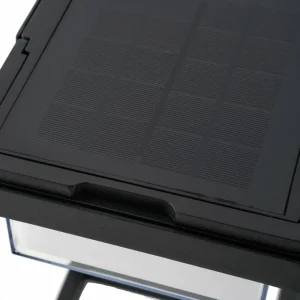 Lucande Lampe de table solaire à LED Tilena, angulaire, noire, intensité^ Lampes Décoratives