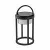 Lucande Lampe de table solaire LED Tilena, ronde, noire, intensité variable^ Lampes Décoratives
