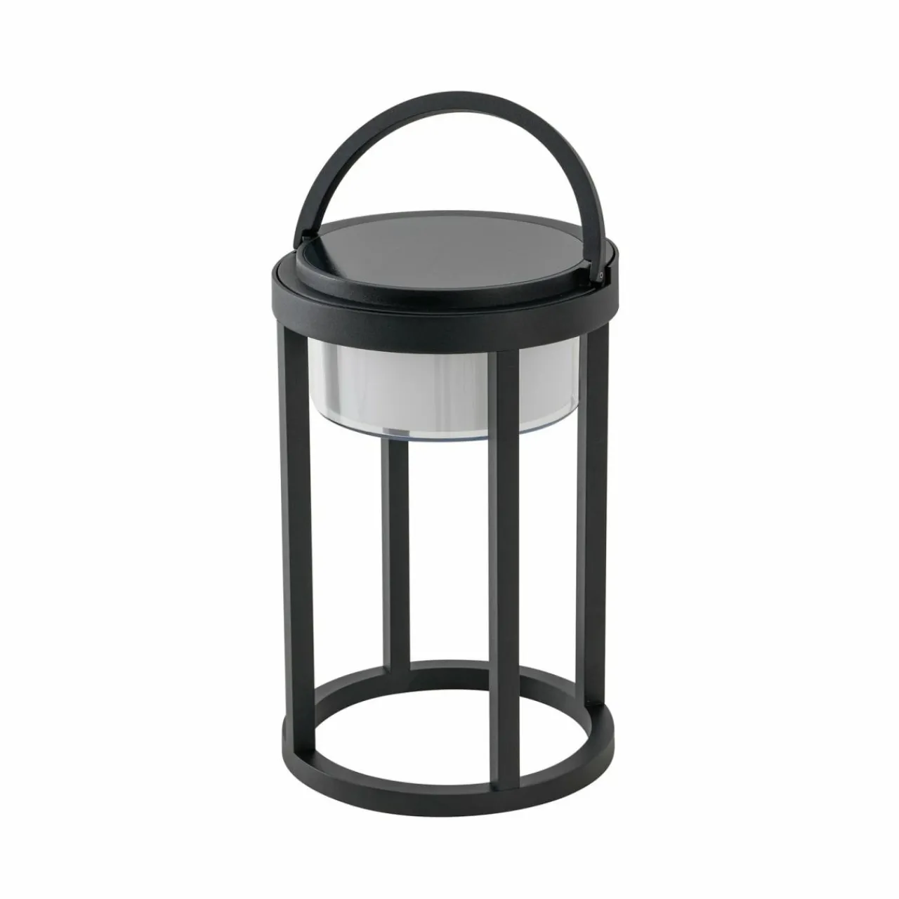 Lucande Lampe de table solaire LED Tilena, ronde, noire, intensité variable^ Lampes Décoratives