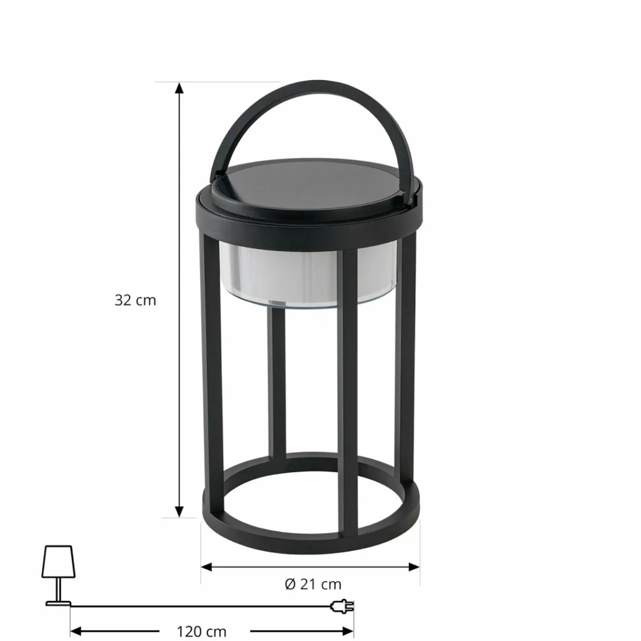 Lucande Lampe de table solaire LED Tilena, ronde, noire, intensité variable^ Lampes Décoratives