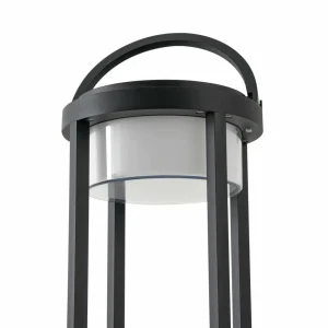 Lucande Lampe de table solaire LED Tilena, ronde, noire, intensité variable^ Lampes Décoratives