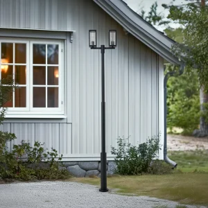 Lucande luminaire d'extérieur Siveta, 240 cm, à 2 lampes, noir, alu^ Lampadaires D'Extérieur