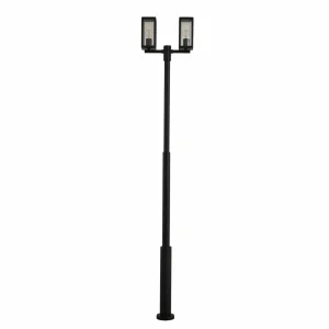 Lucande luminaire d'extérieur Siveta, 240 cm, à 2 lampes, noir, alu^ Lampadaires D'Extérieur