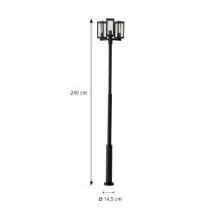Lucande luminaire d'extérieur Siveta, 240 cm, 3 lampes, noir, alu^ Lampadaires D'Extérieur