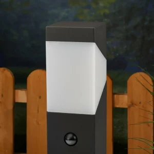 Lucande luminaire pour socle Kiran, capteur, gris graphite, aluminium, 60^ Potelets Extérieurs Avec Détecteur