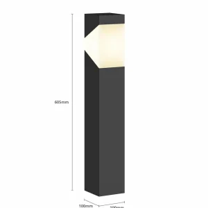 Lucande luminaire pour socle Kiran, gris graphite, aluminium, 60 cm^ Potelets Extérieurs