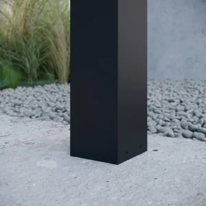 Lucande luminaire pour socle Kiran, gris graphite, aluminium, 60 cm^ Potelets Extérieurs