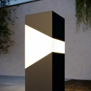 Lucande luminaire pour socle Kiran, gris graphite, aluminium, 60 cm^ Potelets Extérieurs