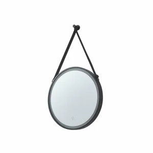 Lucande miroir LED Lelin, Ø 45 cm, noir, aluminium, CCT^ Meubles & Aménagements