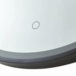 Lucande miroir LED Lelin, Ø 45 cm, noir, aluminium, CCT^ Meubles & Aménagements