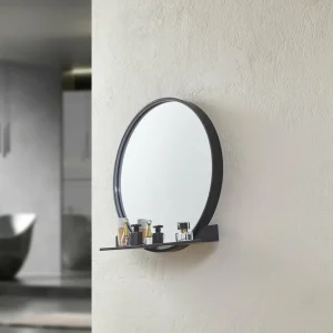 Lucande miroir LED Miren, noir, aluminium, CCT, tablette^ Meubles & Aménagements