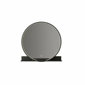 Lucande miroir LED Miren, noir, aluminium, CCT, tablette^ Meubles & Aménagements