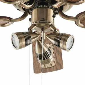 Lucande ventilateur de plafond avec lumière Anariki, silencieux, laiton^ Ventilateurs