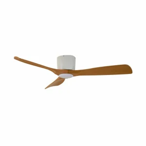 Lucande Ventilateur de plafond LED intelligent Moneno, blanc/bois, Tuya^ Ventilateurs