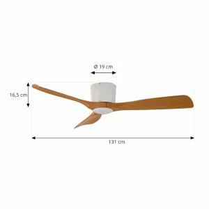Lucande Ventilateur de plafond LED intelligent Moneno, blanc/bois, Tuya^ Ventilateurs