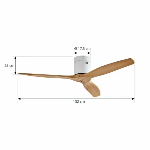 Lucande ventilateur de plafond Vindur, blanc/bois, DC, silencieux^ Ventilateurs
