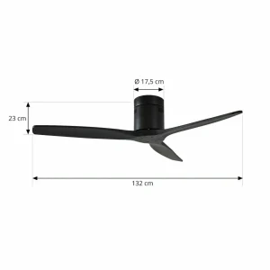 Lucande ventilateur de plafond Vindur, noir, DC, silencieux, 132 cm^ Ventilateurs