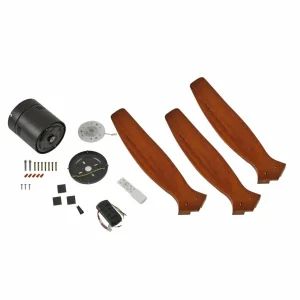 Lucande ventilateur de plafond Vindur, noir/bois, DC, silencieux^ Ventilateurs